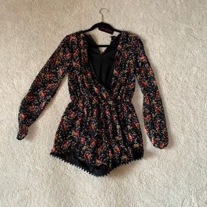 Black and Red floral romper